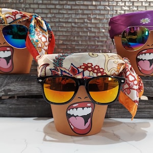 Sassy Soul Sister, Head Face Planter with Glasses, Planter with Drainage, Planters and Pots, Cute Planter, Flower Pots, Planter, Unique Gift