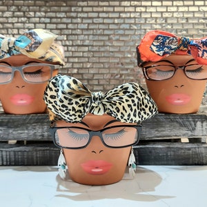 Sassy Soul Sister, Head Face Planter with Glasses, Planter with Drainage, Planters and Pots, Cute Planter, Flower Pots, Planter, Unique Gift