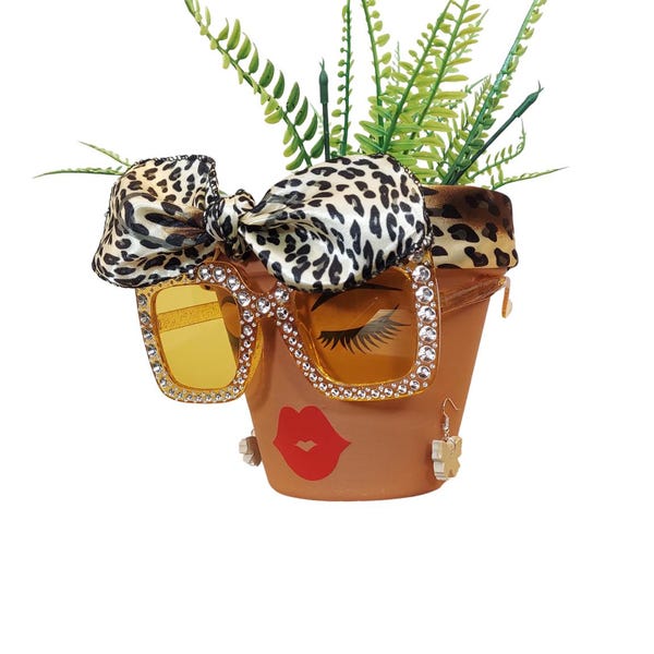 Top Seller Head Planter with Glasses, Face Pot with Drainage by Sassy Soul Sister
