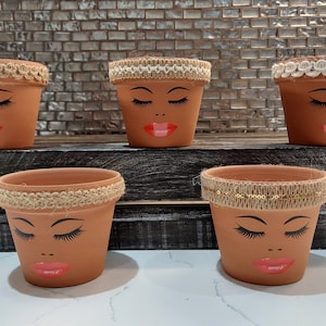 Sassy Soul Sister, Small 4 in, Head Face Planter, Planter with Drainage, Planters and Pots, Cute Planter, Flower Pots, Planter, Unique Gift