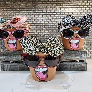 Sassy Soul Sister, Head Face Planter with Glasses, Planter with Drainage, Planters and Pots, Cute Planter, Flower Pots, Planter, Unique Gift