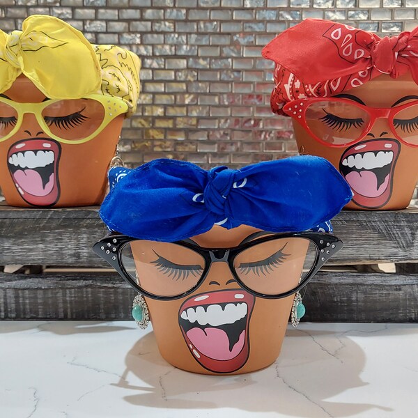 Flower Pots With Faces Etsy