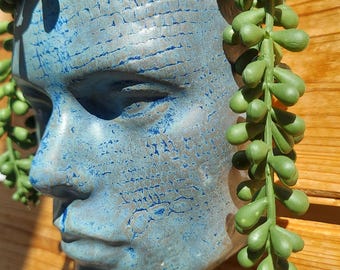 Gesicht Keramik Wand Pflanzer, handgemachte Keramik Kunst, einzigartige Wohnkultur