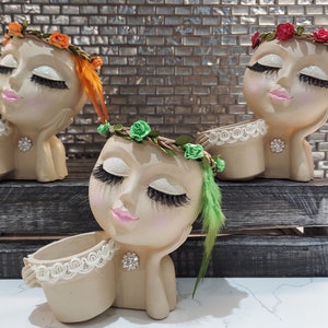 NEW! Sassy Soul Sister, Head Face Planter, Planter with Drainage, Planters and Pots, Cute Planter, Flower Pots, Planter, Unique Gift, Plants