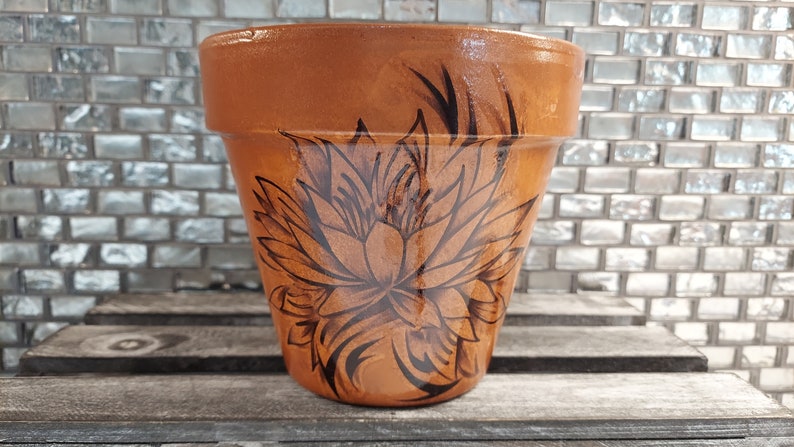 New 6 Boho Black Pattern Pots Custom Pot Plant Stuff Etsy