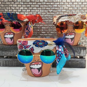 Sassy Soul Sister, Head Face Planter with Glasses, Planter with Drainage, Planters and Pots, Cute Planter, Flower Pots, Planter, Unique Gift