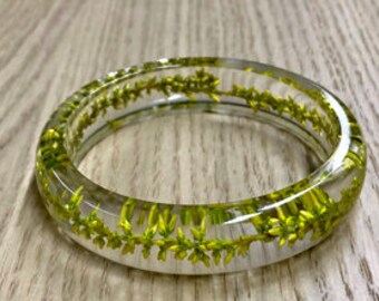 Resin Bracelet White oat /& red flowers-Real Flower Bracelet bangle-Real dried flowers flower motive jewelry-botanical bracelet