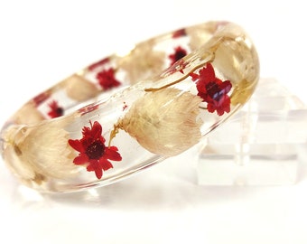 Real Flower Bangle - Botanical Jewellery , Pressed Flower Bangle , Resin Bangle , Resin Cuff , Floral Flower Bracelet, real flower bracelet