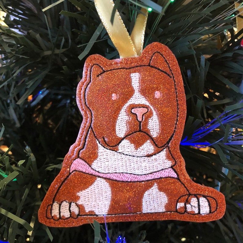 Pitbull Ornament Machine Embroidery Designs as a Gift for Dog
