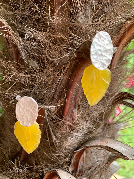 Jade Leaf Earrings Etsy