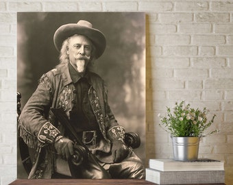 Vintage Sepia Photo Print of Buffalo Bill Cody - Historical Western Decor Poster