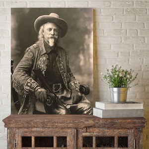 Vintage Sepia Photo Print of Buffalo Bill Cody - Historical Western Decor Poster