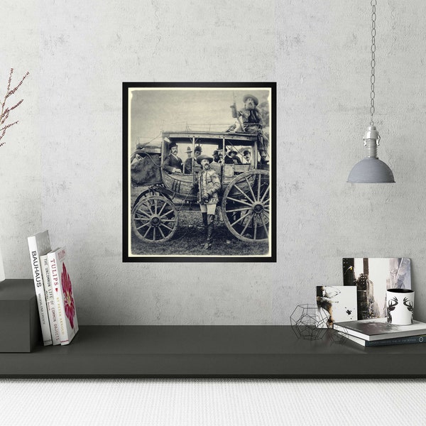 Buffalo Bill Cody Vintage photo print  Stagecoach 1897 Wild West antique photograph William F Cody poster historical black and white picture