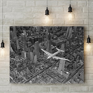 DC-4 Foto Volare sopra Manhattan Decorazione Aviazione Regalo Pilota Decorazione Aereo Decorazione Pilota Foto Aereo Vintage Regalo Laurea Arte Murale