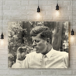 John F Kennedy photo jfk poster vintage photograph President Cigar Room Decor photograph 1950s photography print man cave wall decor