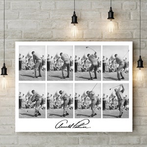 Pôster gigante de swing de golfe Arnold Palmer, campeão Masters, sequência rara de swing, impressão de belas artes, foto de golfe, loja profissional de golfe, presente para pais, decoração de golfe
