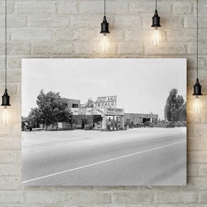 Vintage 1938 Texaco Oil Service Station Photo California Gas Station Print Garage Decor Man Cave decor