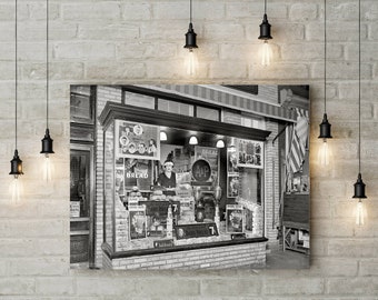 A&P 1924 Grocery Storefront Window Display Vintage Ads Collector Wall Art Photo Rustic Restaurant Decor