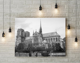 Notre Dame Cathedral Photo wall art Notre Dame Photo Notre Dame Poster Black & White Vintage Style Notre Dame art print