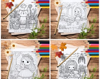 Whimsical animals & plants Colouring pages