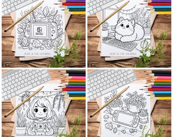 Gaming girl Colouring pages