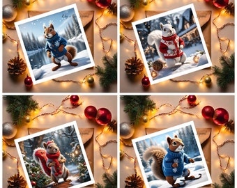 Christmas squirrels 2 digital download bundle
