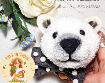 Polar bear pompom instructions digital download