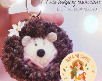 Cute hedgehog pompom instructions digital download