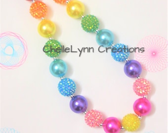Girls Chunky Bubblegum Necklace, Toddler Necklace, Little Girls Necklace, Girls Bubblegum Necklace, Little Girl Chunky Jewelry