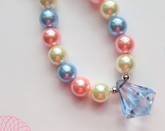 Little Girls Blue Chunky Necklace, Toddler Necklace, Bubblegum Necklace, Little Girls Jewelry, Chunky Bubblegum Necklace, Toddler Jewelry