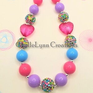 Pink Hearts Chunky Bubblegum Necklace, Toddler Necklace, Little Girls Necklace, Girls Bubblegum Necklace, Little Girl Chunky Jewelry