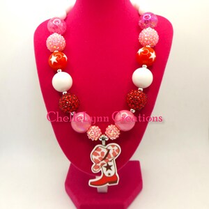 Cowgirl Chunky Bead Necklace: Pink & White Toddler Jewelry