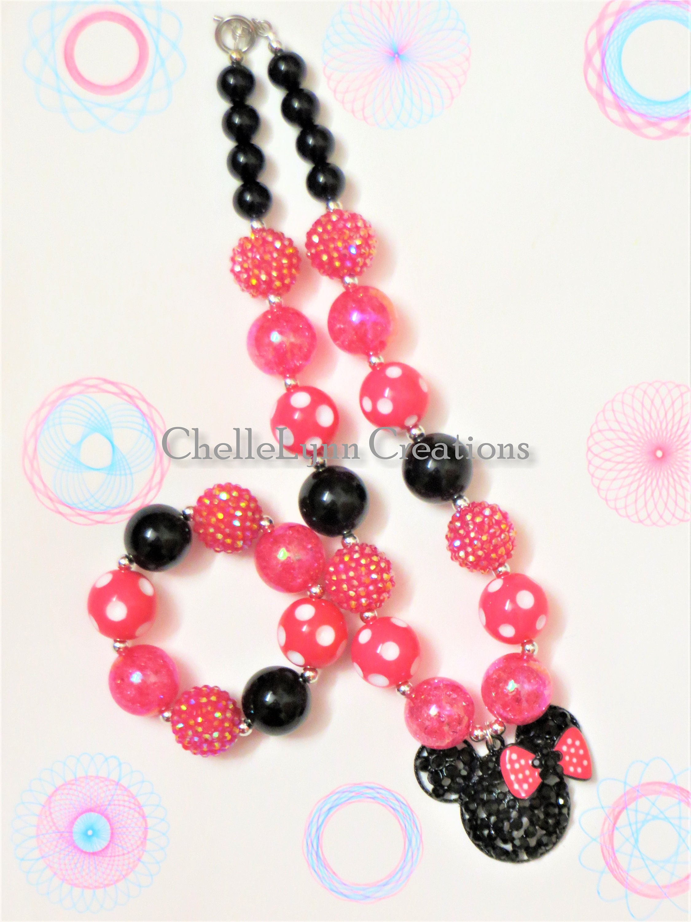 Mouse Inspired Girls Chunky Necklace Toddler Necklace Bubblegum