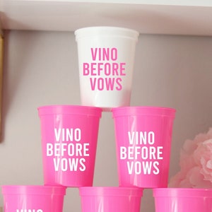 Vino Before Vows | Wine Bachelorette | Wine Party Cups | Wine Bachelorette Party Favors | Personalized Bachelorette Party Gifts | Wine Party