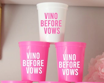 Vino Before Vows | Wine Bachelorette | Wine Party Cups | Wine Bachelorette Party Favors | Personalized Bachelorette Party Gifts | Wine Party