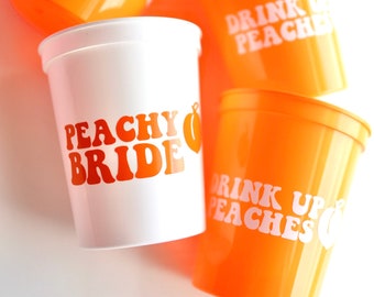 Peach Bachelorette | Peach Cups | Peachy Bride | Drink Up Peaches | Peach Theme Bachelorette | Peach Bachelorette Party Favors | Peach Favor