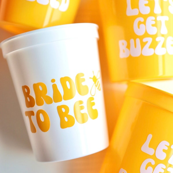 Bee Bridal Shower | Honeybee Bridal Shower | Bee Bachelorette | Bee Bachelorette Weekend Favors | Let's Get Buzzed | Meant to Bee | Bee Cups