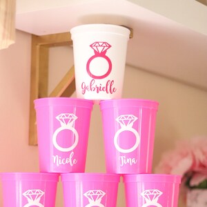 Bachelorette Party Cups with Names | Bachelorette Party Favors | Bach Party Gifts | Personalized | Customized | Ring Theme Bachelorette