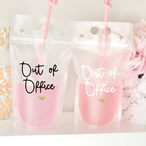 Out of Office Drink Pouch | Packable Drink Pouch | Packable Vacation Gifts | Girls Weekend | Girls Trip | Packable Favor | Booze Bag | Pouch