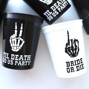 Til Death Do Us Party / Bride or Die / Halloween Bachelorette Cups / Til Death Do Us Party Bachelorette Favors / Gothic Favors / Gothic Cups