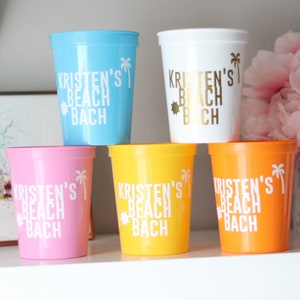 Personalized Beach Bach Bachelorette Party Cups | Tropical Party Cups | Bachelorette Party Favors | Customized Bachelorette | Cabo | Mexico