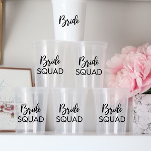 Bride Squad Bachelorette Party Cups | Bachelorette Party Favors | Bach Party Gifts | Personalized | Customized | Bachelorette Decorations