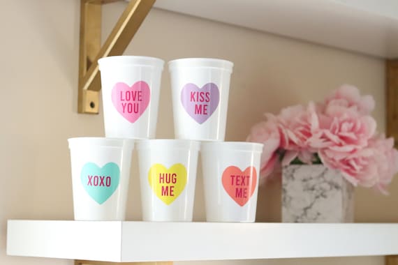 Valentine’s Day Kids Cups | Candy Hearts Cups Valentine's Cups for Kids | Valentine's for Kids | Valentine's Gift for Kids | V Day Favors