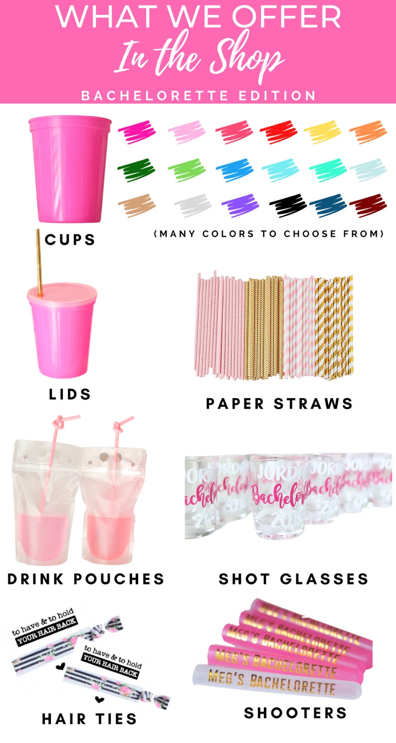 NAMES on BACK Bachelorette Party Cups Add On Names on Back Add this to Cart image 2