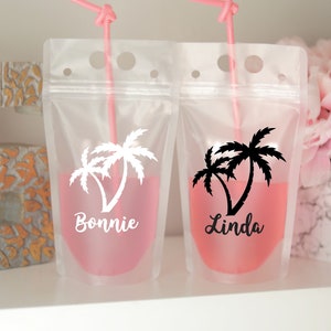 Palm Tree Drink Pouch / Drink Pouch con nomi / Palm Tree Favors / Palm Tree Bachelorette / Palm Tree Favors / Palm Tree Gifts / Booze Bags