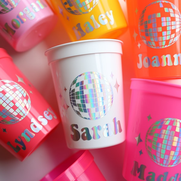 Disco Bachelorette Cups with Names | Disco Bachelorette Favors | Disco Bachelorette Party Cups | Bachelorette Party Cups | Disco Bach Favor