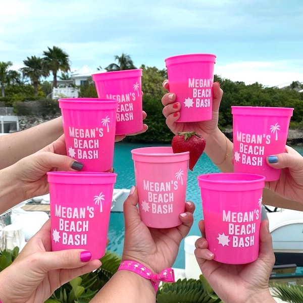 Beach Bash Cups | Beach Trip Cups | Beach Trip Favors | Beach Bash Party Cups | Tropical Party Cups |  Party Favors | Customized Cabo Mexico