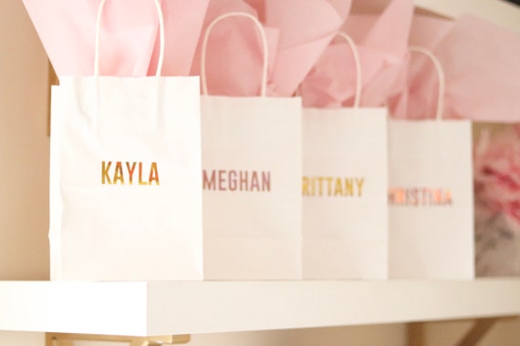 Gift Bags with Names | Bridesmaids Gift Bags | Personalized Gift Bags | Bachelorette Party Gift Bags with Names | Paper Gift Bags with names