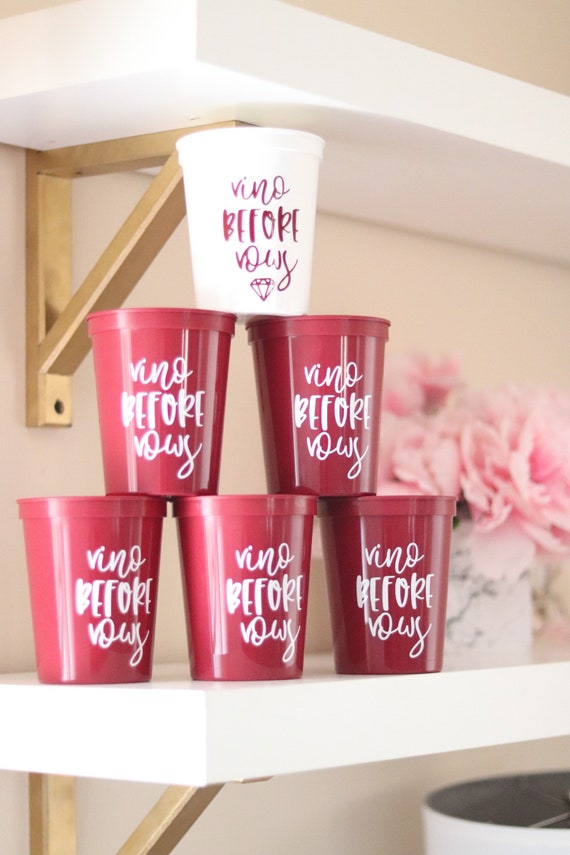 Vino Before Vows | Wine Bachelorette | Wine Party Cups | Wine Bachelorette Party Favors | Personalized Bachelorette Party Gifts | Wine Party