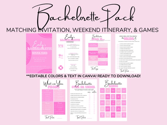 Bachelorette Party Games | Downloadable Bachelorette Games | Printable Bachelorette Games | Editable Bachelorette Games | Cheap Bachelorette